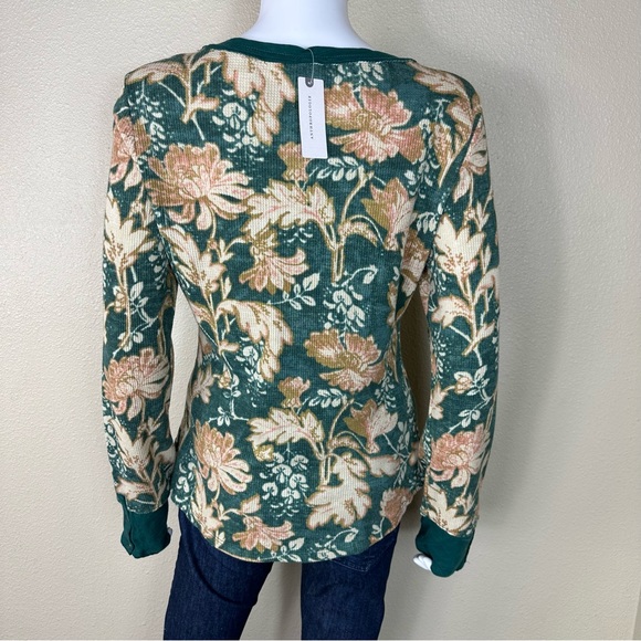 Anthropologie Pilcro Sz L Tee Ling Sleeves Waffle Henley Top NWT - Picture 8 of 17